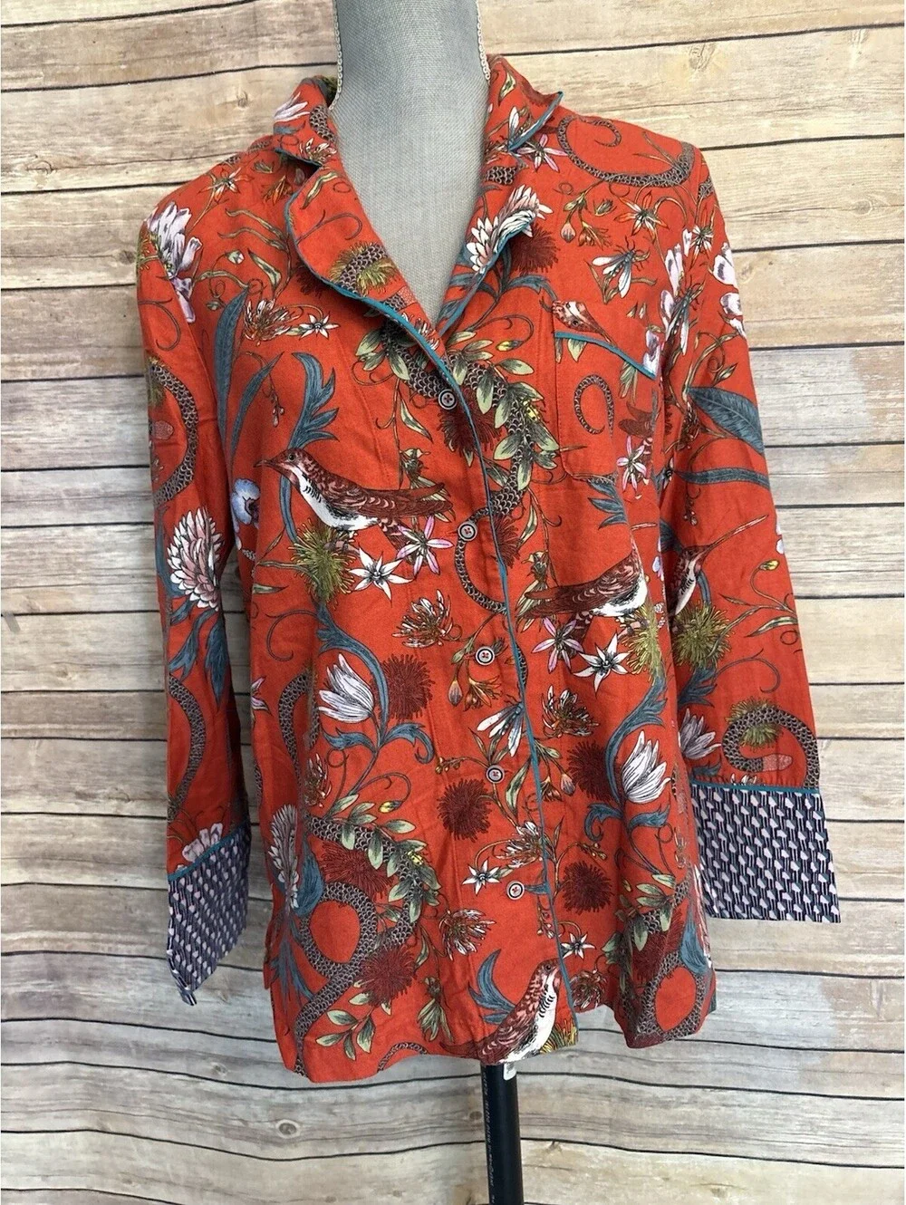 Victoria Garcia Pajama Set Floral Print Lounge Sleepwear Women Size Small